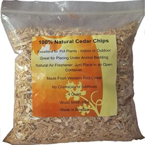 100% Natural Cedar Chips | Mulch | Great for Outdoors or Indoor Potted Plants | Dog Bedding | Pleasant Earthy Smell (4 Quart)