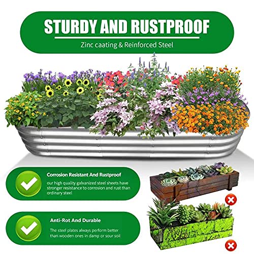 6 ft. x 2 ft. - 2pk Raised Garden Bed Metal Elevated Planter for Vegetable Flower Herb