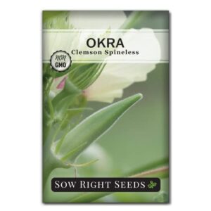 sow right seeds – clemson spineless okra seed for planting – non-gmo heirloom packet with instructions to plant and grow an outdoor home vegetable garden – fresh and healthy – wonderful gardening gift