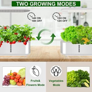 SXDLED Hydroponics Growing System with 10 pods, Herb Garden Kit Indoor with 104 Grow Light, Indoor Gardening System Hydroponic Garden with Automatic Timer, Quiet Water Pump,Height Adjustable(White)