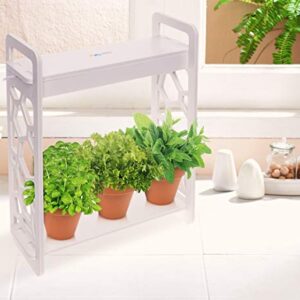 Mindful Design LED Indoor Herb Garden with Timer - at Home Mini Planter Kit for Herbs, Succulents, and Vegetables w/Hexagon Cutout (White)