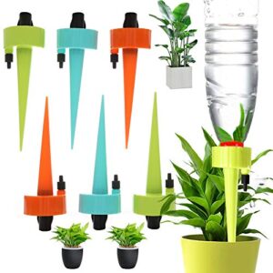 dfyouhome automatic plant self watering devices spikes irrigation drippers with slow release control valve switch for vacation to care your home plants, flower beds, vegetable gardens, lawn (6pcs)