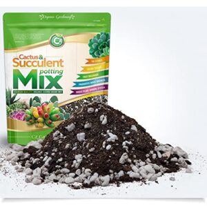 organic cactus & succulent mix – made in usa with premium grade ingredients – coco peat humus • perlite • sand • horticultural charcoal to filter toxins and improve plant growth