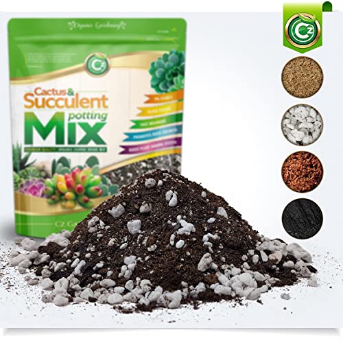 Organic Cactus & Succulent Mix - Made in USA with Premium Grade Ingredients - Coco Peat Humus • Perlite • Sand • Horticultural Charcoal to Filter Toxins and Improve Plant Growth