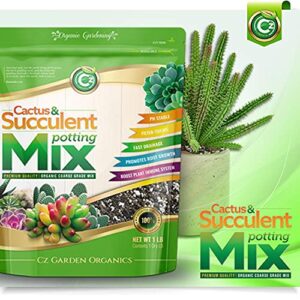 Organic Cactus & Succulent Mix - Made in USA with Premium Grade Ingredients - Coco Peat Humus • Perlite • Sand • Horticultural Charcoal to Filter Toxins and Improve Plant Growth