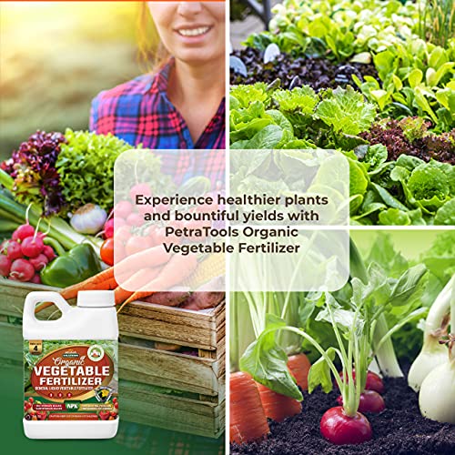 PetraTools Organic Liquid Vegetable Fertilizer, Organic Liquid Fertilizer for Vegetables, Liquid Seaweed Plant Food for Vegetables, 3-3-2 NPK All Purpose Organic Fertilizer Made in The USA (8 oz)