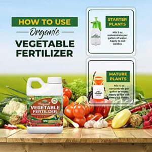 PetraTools Organic Liquid Vegetable Fertilizer, Organic Liquid Fertilizer for Vegetables, Liquid Seaweed Plant Food for Vegetables, 3-3-2 NPK All Purpose Organic Fertilizer Made in The USA (8 oz)