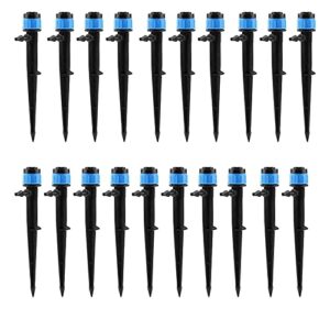ydjoo 25 pack irrigation drippers adjustable 360 degree full circle pattern water flow irrigation drip emitters with stake micro spray fan shape drip irrigation for 4mm/7mm tube for home garden(blue)