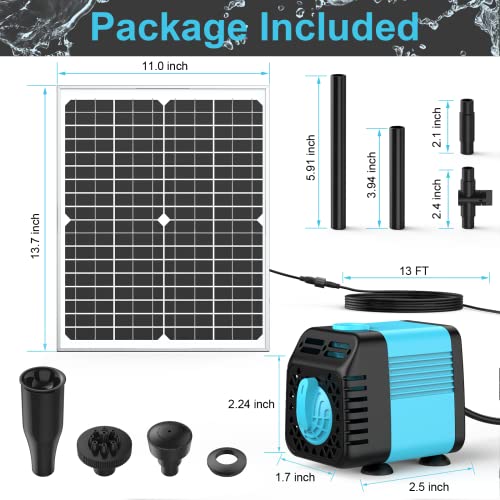 Sun Energise 15W Solar Water Pump Fountain Outdoor, 180GPH Submersible Powered Pump and 15 Watt Solar Panel for Small Pond, Garden Decoration, Pool, Fish Tank, Birdbath