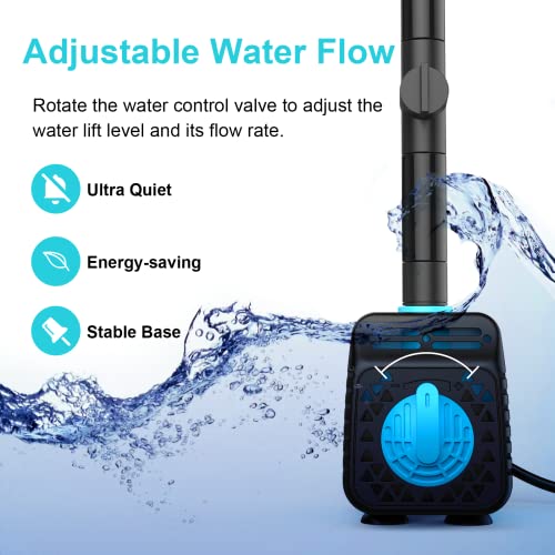 Sun Energise 15W Solar Water Pump Fountain Outdoor, 180GPH Submersible Powered Pump and 15 Watt Solar Panel for Small Pond, Garden Decoration, Pool, Fish Tank, Birdbath