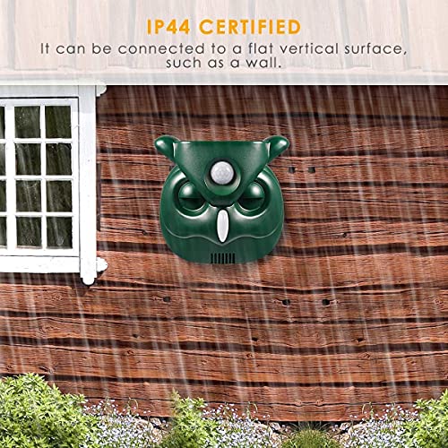 Ultrasonic Cat Deterrent, Outdoor 5 Modes Solar Powered Deterrent Device with Motion Sensor and Flashing Light, IP44 Waterproof Device for Garden, Farm, Yard, Dogs, Cats, Birds and More