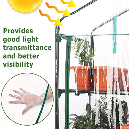 Worth Garden Clear Replacement Cover for 5 Tier Mini Greenhouse - with Roll-Up Zipper Door - Applicable Size 75'' H x 27'' L x 19'' W - Transparent PVC Cover Only - G304B00