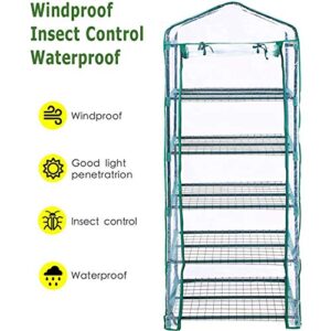 Worth Garden Clear Replacement Cover for 5 Tier Mini Greenhouse - with Roll-Up Zipper Door - Applicable Size 75'' H x 27'' L x 19'' W - Transparent PVC Cover Only - G304B00