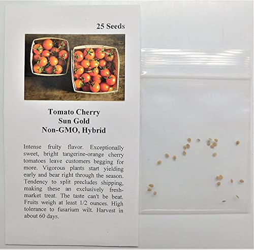 David's Garden Seeds Tomato Cherry Indeterminate Sun Gold FBA-00010 (Orange) 25 Non-GMO, Hybrid Seeds