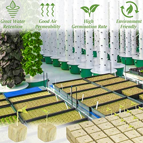 Halatool 2 Inch Garden Rockwool Stonewool, Rockwool Grow Cubes, 2 Sheets Starter Plugs for Soilless Cultivation, Seedlings Cuttings, Clone Plants, Hydroponics Germination Start (96 Plugs in Total)