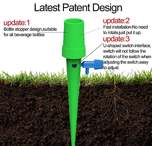 Self Watering Spikes, 24 Pcs Plant Watering Devices, Adjustable Self Watering Planter Insert with Slow Release Control Valve Switch for Garden Plants Indoor & Outdoor(3 Colors)