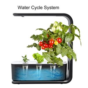 DISNILA Smart Garden Hydroponic Growing System Indoor Herb Garden with Full Spectrum 60 LED Grow Light Germination Starter Kit with Timer Self Watering Pump for Home Kitchen Gifts, Black, 3 Pods