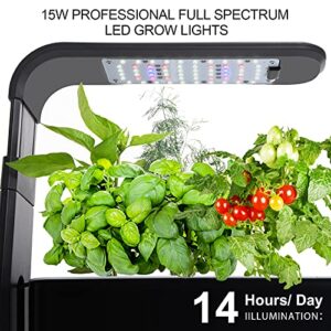 DISNILA Smart Garden Hydroponic Growing System Indoor Herb Garden with Full Spectrum 60 LED Grow Light Germination Starter Kit with Timer Self Watering Pump for Home Kitchen Gifts, Black, 3 Pods