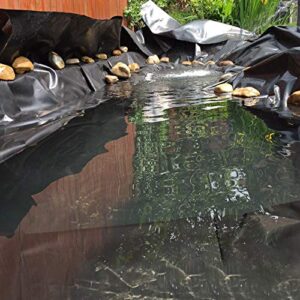 Ogrmar 10 x 13ft LDPE Pond Liner,20 Mil Pond Skins for Fish Ponds,Water Features,Fountains,Waterfall and Water Gardens,Black(10 x 13ft)