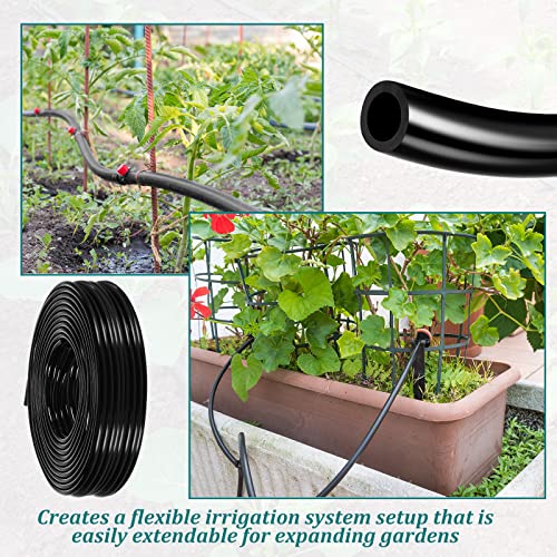 WILLBOND 656 Feet 1/4 Inch Drip Irrigation Tubing Irrigation Hose Garden Watering Tube Line, Drip Line Watering Drip Automatic Irrigation Equipment Set for Garden Irrigation System Flower Patio Lawn