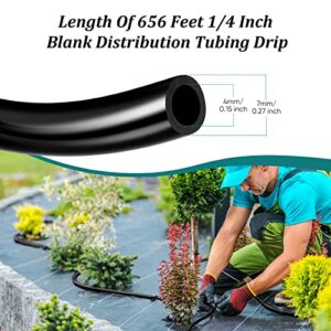 WILLBOND 656 Feet 1/4 Inch Drip Irrigation Tubing Irrigation Hose Garden Watering Tube Line, Drip Line Watering Drip Automatic Irrigation Equipment Set for Garden Irrigation System Flower Patio Lawn