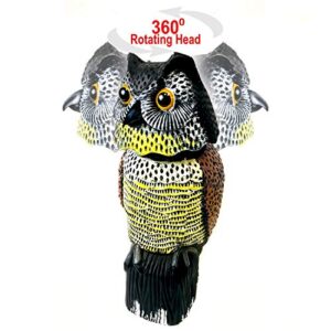 giftexpress 15.5″ scarecrow owl decoy with rotating head statue, pest repellent, bird control, bird deterrent, garden protectors, fake owls (1)