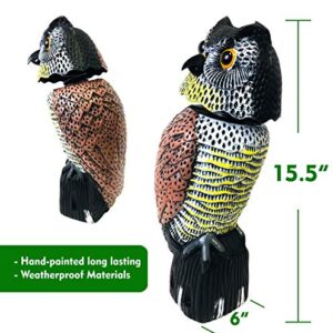 GiftExpress 15.5" Scarecrow Owl Decoy with Rotating Head Statue, Pest Repellent, Bird Control, Bird Deterrent, Garden Protectors, Fake Owls (1)