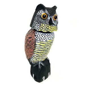 GiftExpress 15.5" Scarecrow Owl Decoy with Rotating Head Statue, Pest Repellent, Bird Control, Bird Deterrent, Garden Protectors, Fake Owls (1)