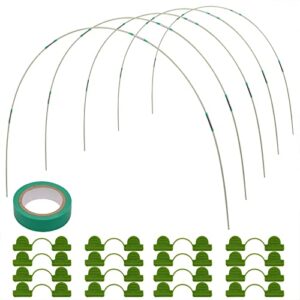 garden hoops for raised beds, 25pcs 17inch plastic tunnel hoops for garden netting, frost cover hoops for garden, large wire fiberglass hoops with clips to grow pants like vegetables