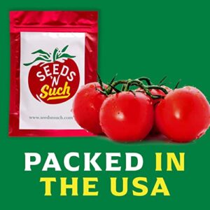 Seeds N Such 150 Hand Selected Tomato Garden Seeds | 5 Individually Packaged Seeds Goliath Original, Goliath Sunny, Sweet Million Hybrid, Mortgage Lifter & Containers Choice Red | Untreated & Non-GMO
