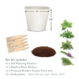 Window Garden Herbs Kit - Herb Growing Kit, Easy to Grow Herbs Seeds for Kitchen sill Indoors or Outdoors, Planting Made Easy with This Spice Garden Starter with Bamboo Markers, Gardening Kit