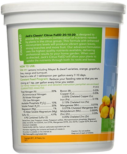 J R Peters Inc 52524 Jacks Classic No.1.5 20-10-20 Citrus Food Fertilizer