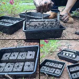 PillyBalla Manual Quad Soil Blocker, Soil Blocking Maker Tool, Create 2" Potting Soil Block for Seedlings Square, Cuttings, Greenhouses