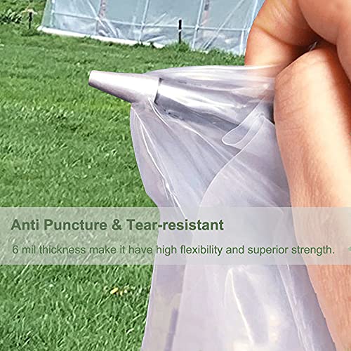 Yowlieu 6 Mil Clear Greenhouse Plastic Sheeting, 6.5' x 9.8' UV Resistant Polyethylene Greenhouse Film Hoop Green House Plastic Cover for Farms, Agriculture, Garden