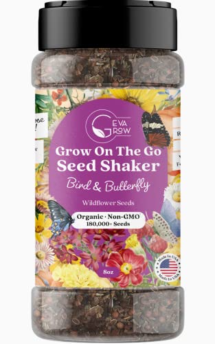 Bulk Wildflower Seed Shaker - Bird & Butterfly Garden Seed Mix | Bulk 180,000+ Seeds of Annual & Perennia l Hummingbird, Flower Seeds for Planting | No Messy Bags or Packets | 8 Ounce