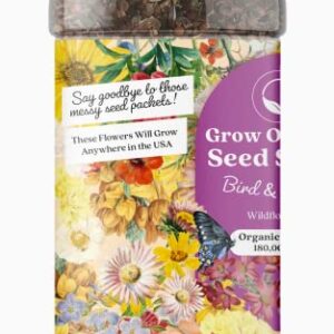 Bulk Wildflower Seed Shaker - Bird & Butterfly Garden Seed Mix | Bulk 180,000+ Seeds of Annual & Perennia l Hummingbird, Flower Seeds for Planting | No Messy Bags or Packets | 8 Ounce