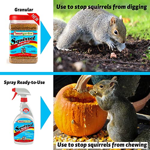 I Must Garden Squirrel Repellent – 2lb Granular (Repels Chipmunks): Stops Digging in Gardens, Flower Pots, and Beds – Easy Shaker Jar