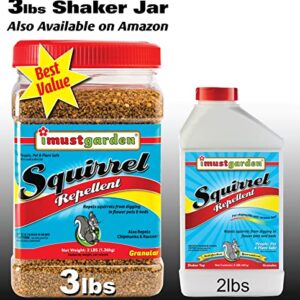 I Must Garden Squirrel Repellent – 2lb Granular (Repels Chipmunks): Stops Digging in Gardens, Flower Pots, and Beds – Easy Shaker Jar