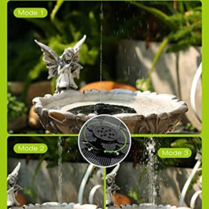 Xinhong Solar Bird Bath Fountains, Upgrade 3W Solar Powered Fountain Pump with 3 In 1 Rotation Nozzle, Free Standing Floating Solar Fountain Pump for Bird Bath, Fish Tank, Pond