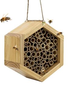 kibaga mason bee house – handmade natural bamboo bee hive attracts peaceful bee pollinators to enhance your garden’s productivity – the for garden lovers