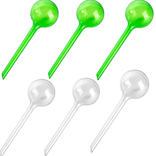 Warmshine 6 Pcs Garden Watering Globes Automatic Watering Globes Plant Self Watering Bulb Waterer Automatic Watering System,13cmx5cm/5.12inchx1.97inch (White&Green)