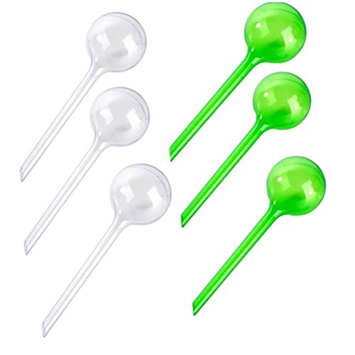 Warmshine 6 Pcs Garden Watering Globes Automatic Watering Globes Plant Self Watering Bulb Waterer Automatic Watering System,13cmx5cm/5.12inchx1.97inch (White&Green)