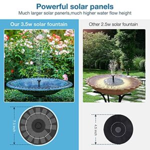 AISITIN 3.5W Solar Fountain, Solar Powered Fountain with 6 Nozzles, Solar Water Fountain for Bird Baths, Garden Decoration, Swimming Pool, Ponds, Fish Tank and Aquarium, Upgrade 7.1 inch Solar Panel