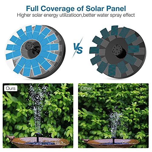 AISITIN 3.5W Solar Fountain, Solar Powered Fountain with 6 Nozzles, Solar Water Fountain for Bird Baths, Garden Decoration, Swimming Pool, Ponds, Fish Tank and Aquarium, Upgrade 7.1 inch Solar Panel