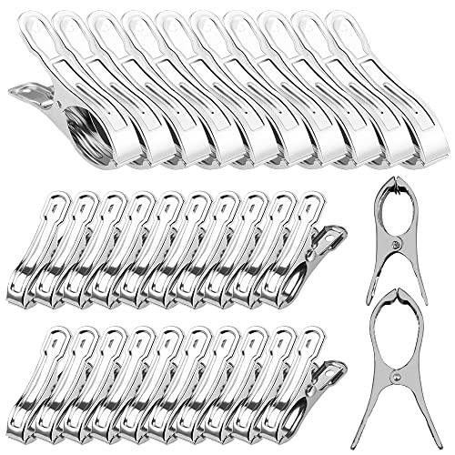 30 Pcs Stainless Steel Clips,DanziX 2.1-Inch 3.6-Inch Clips for Netting Plant Cover Greenhouse Frame Clothes Towel Quilts