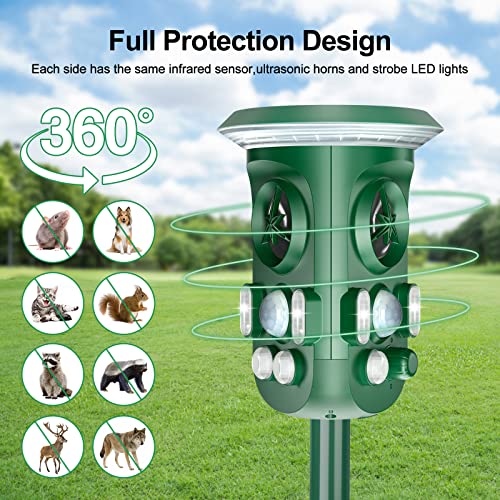 Cat Repellment,Meilen 360° Ultrasonic Animal Repeller Outdoor, Waterproof with Motion Detector,USB/Solar Powered Repellent, Flashing Lights, Repel Dogs,Cat,Fox,Raccoon,Skunk,Rabbit,Squirrels