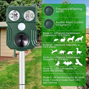 Nevalex Ultrasonic Solar Animal Repeller Outdoor Rabbit Deer Repellent Devices for Garden, Deterrent with Motion Sensor, Strobe Light, Cat Deer Skunk Rat Repellent