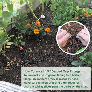 1/4in Drip Irrigation Fittings Kit, 280 Pcs Drip Irrigation Barbed Connectors, Tubing Drip System Parts for Garden Lawn Include Straight Barbs,Single Barbs,Tees,Elbows,End Plug,4-Way Coupling