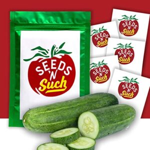 seeds n such 215 hand selected cucumber garden seeds | includes 5 individually packaged seeds – beit alpha, marketmore 76, armenian, saladmore bush & parisian hybrid | untreated & non-gmo