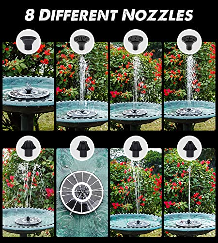 Yzert 3.5W Solar Fountain with Light Full Glass Panel, Solar Bird Bath Fountains with 8 Nozzles & 4 Fixed Rods, Floating Solar Water Fountain for Garden,Pond, Pool, Outdoor(White)
